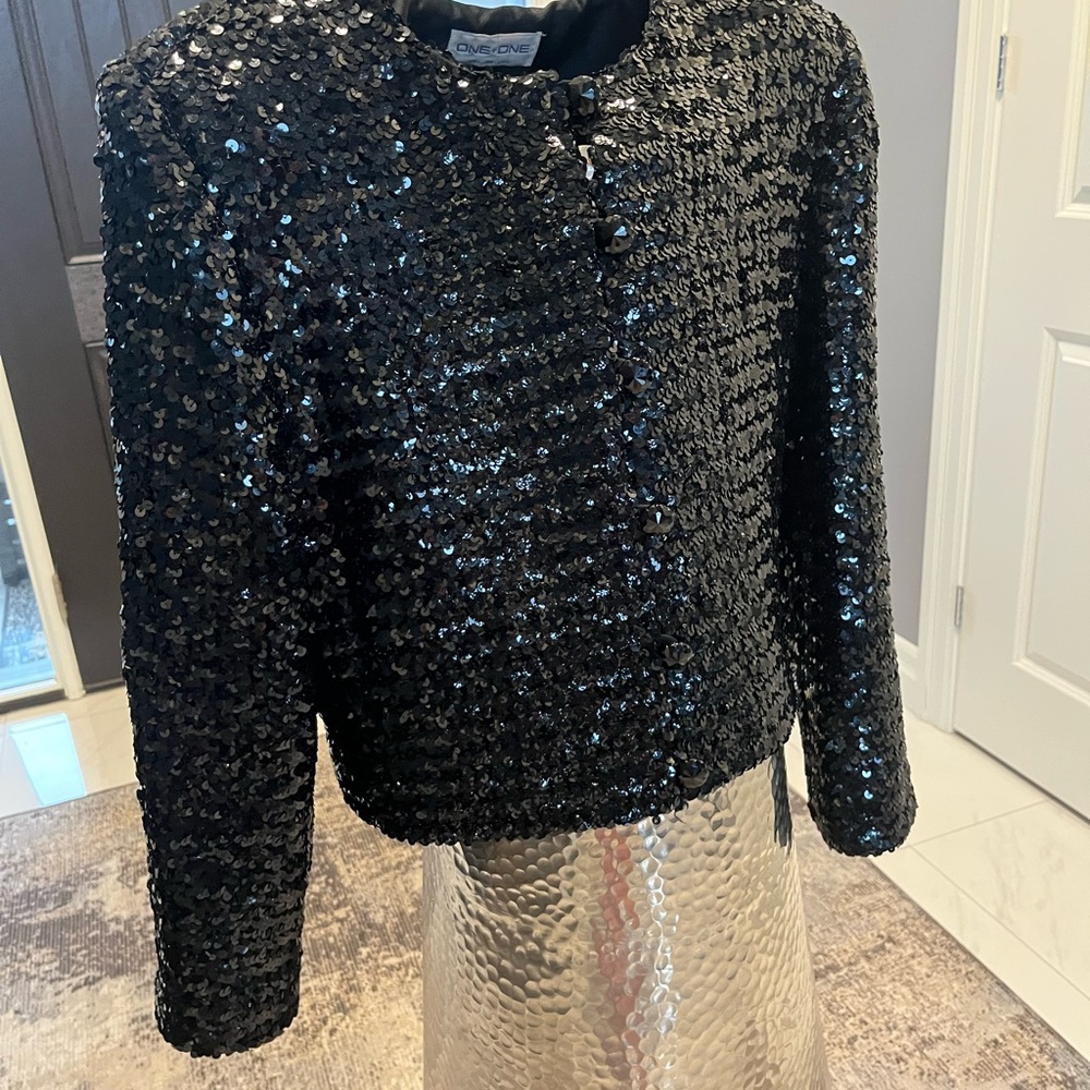 COPY - 1+1 size 10 vintage, sparkling, sequin, disco, dinner, jacket, gala even… - Picture 11 of 17